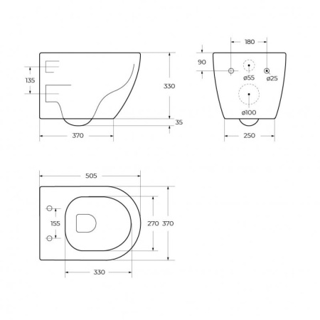 Чаша подвесного унитаза CEZARES STYLUS CZR-513-TH-R Чаша подвесного унитаза CEZARES STYLUS CZR-513-TH-R
