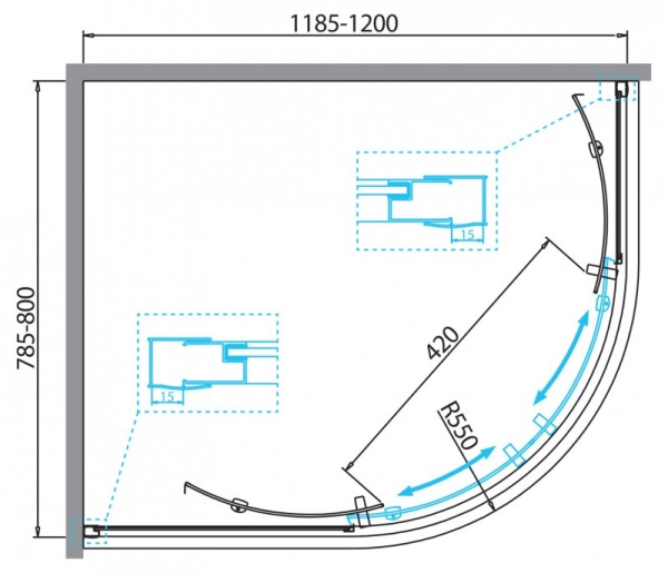 Душевой уголок BELBAGNO DUE-RH-2 DUE-RH-2-100/80-C-Cr Душевой уголок BELBAGNO DUE-RH-2 DUE-RH-2-100/80-C-Cr