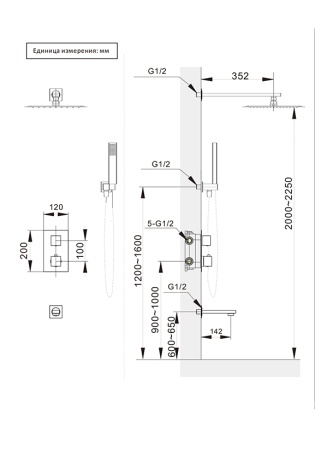 Душевая система с термостатом AltroBagno Cascata 040103 Cr