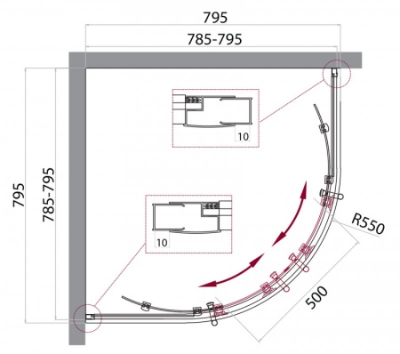 Душевой уголок BelBagno UNO-195-R-2-100-C-Cr