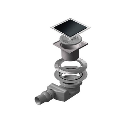 Точечный трап 150х150 мм Confluo Standard Black Glass 3,чёрное стекло, с рамкой PESTAN 13000091