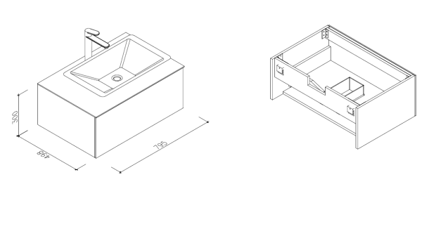 Тумба с раковиной AltroBagno Lazio 800 Тумба с раковиной AltroBagno Lazio 800