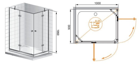 Душевой уголок CEZARES VERONA-W-AH-2-120/100-P-Cr-R