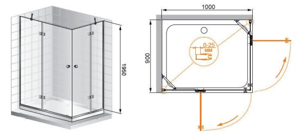Душевой уголок CEZARES VERONA-W-AH-2-120/90-C-Cr