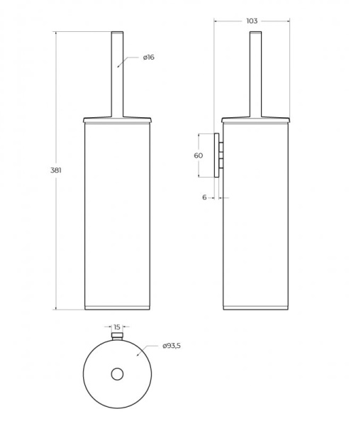 Ёршик для унитаза, подвесной Cezares RELAX-TBS-M-NOP