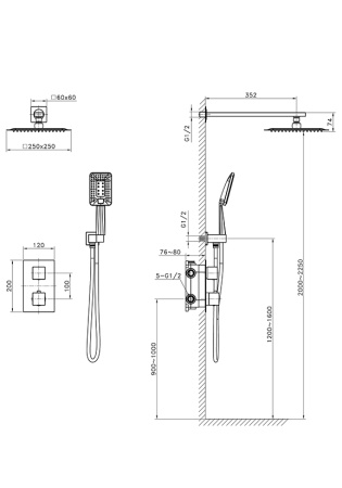 Душевая система с термостатом AltroBagno Aperto 040104 NeOp
