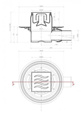 Душевой трап Pestan Confluo Standard Dry 1 Gold Cezares 13000128