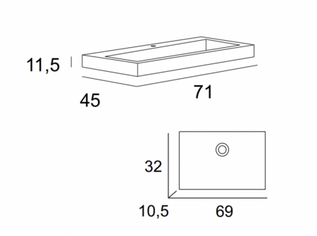 Тумба подвесная под раковину с выдвижным ящиком Cezares 55379