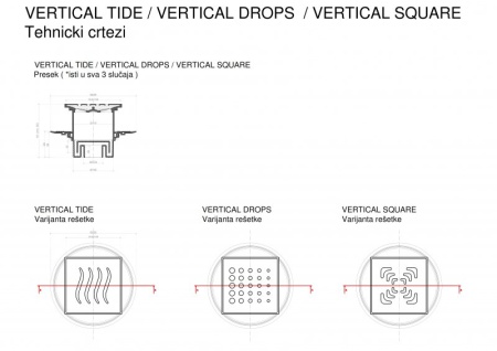 Точечный трап 150х150 мм Confluo Standard Drops 4,металл с перфорацией Drops (Капли), без рамки Ceza