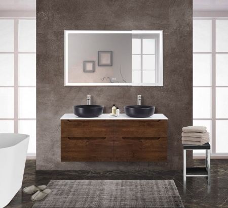 Столешница из МДФ с двумя отверстиями под раковину и с двумя отверстиями под смеситель, 1404x462x19 