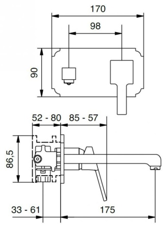Встраиваемый смеситель для раковины Cezares LEGEND-BLS2-02
