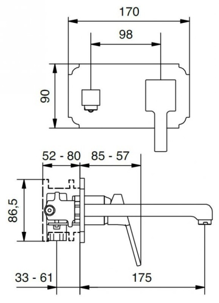Встраиваемый смеситель для раковины Cezares LEGEND-BLS2-03/24