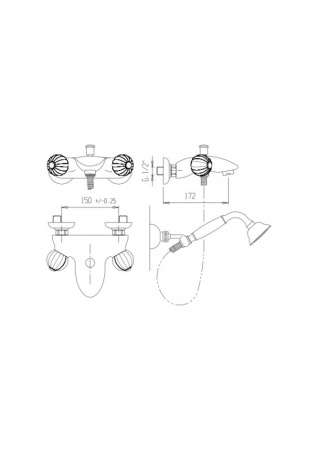 Смеситель для ванны и душа Cezares ROYAL PALACE-V-01-MS