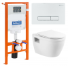 Унитаз подвесной с сиденьем BelBagno LOTO + Система инсталляции для унитазов с кнопкой смыва BB014-S