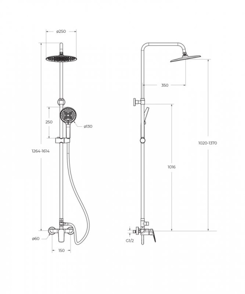 Душевая стойка со смесителем BelBagno MARINO-DOCM-CRM Душевая стойка со смесителем BelBagno MARINO-DOCM-CRM