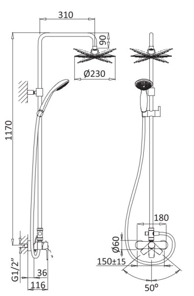 Душевая стойка CEZARES NAUTIC-CD-25-SS Душевая стойка CEZARES NAUTIC-CD-25-SS