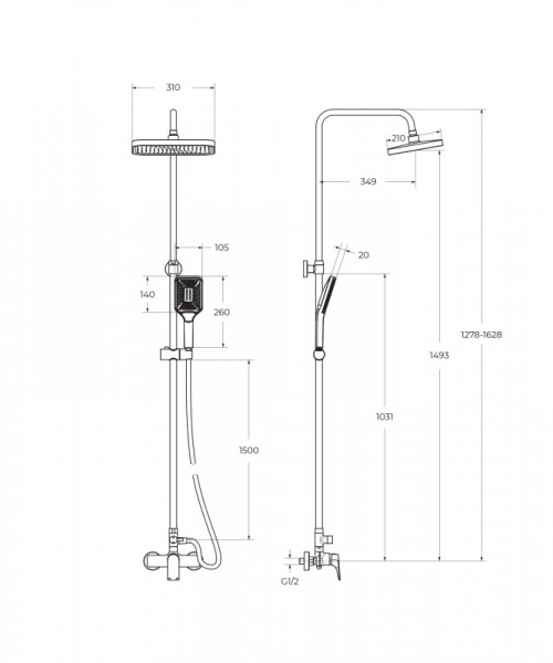 Душевая стойка со смесителем BelBagno DUE-DOCM-CRM Душевая стойка со смесителем BelBagno DUE-DOCM-CRM