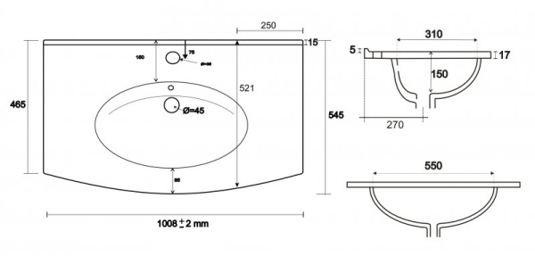 База под раковину подвесная с двумя выдвижными ящиками Cezares 54480 База под раковину подвесная с двумя выдвижными ящиками Cezares 54480