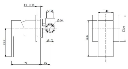 Встраиваемый однорычажный смеситель для душа Cezares UNIKA-DIM-01 Встраиваемый однорычажный смеситель для душа Cezares UNIKA-DIM-01
