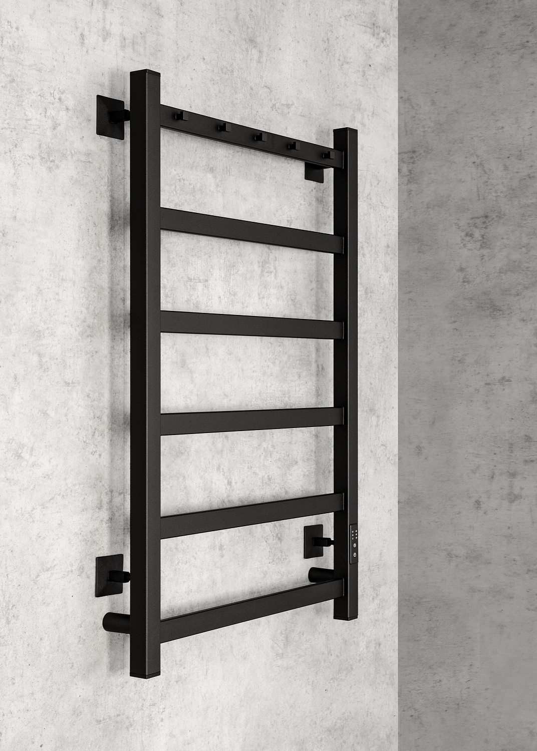 Полотенцесушитель электрический Chromix Porto 50x80 П6 MB с сухим теном с крючками универсальное под Полотенцесушитель электрический Chromix Porto 50x80 П6 MB с сухим теном с крючками универсальное под