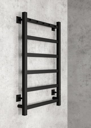 Полотенцесушитель электрический Chromix Porto 50x80 П6 MB с сухим теном с крючками универсальное под Полотенцесушитель электрический Chromix Porto 50x80 П6 MB с сухим теном с крючками универсальное под