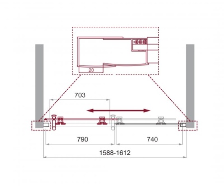 Душевая дверь BelBagno UNO-195-BF-1-140-CH-CR Душевая дверь BelBagno UNO-195-BF-1-140-CH-CR