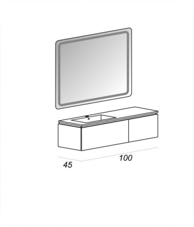 Подвесной шкафчик с двумя выдвижными ящиками, 100х45х32 Cezares 54406