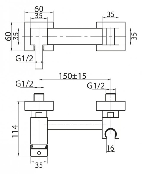 Смеситель для душа и гигиенического душа со штуцером с держателем CEZARES CZR-DA4-01 Смеситель для душа и гигиенического душа со штуцером с держателем CEZARES CZR-DA4-01