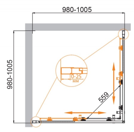 Душевой уголок CEZARES MOLVENO-A-2-90-P-Cr