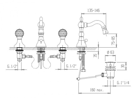 Смеситель для биде CEZARES ATLANTIS-NOSTALGIA-BBS2 ATLANTIS-NOSTALGIA-BBS2-02