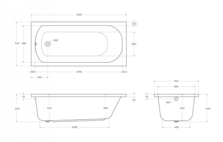 Передняя панель для акриловой ванны CEZARES ECO-130-SCR-W37 Передняя панель для акриловой ванны CEZARES ECO-130-SCR-W37