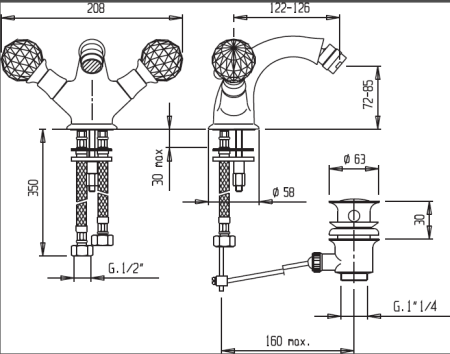 Смеситель для биде CEZARES ATLANTIS-BS1 ATLANTIS-BS1-01-Sw/M