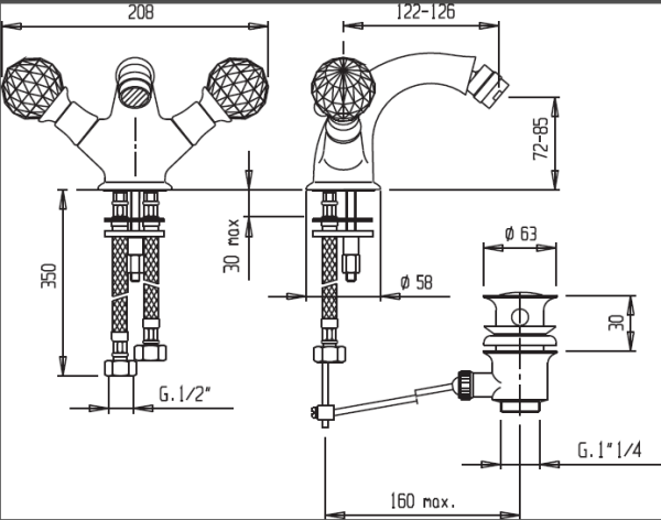 Смеситель для биде CEZARES ATLANTIS-BS1 ATLANTIS-BS1-02-Sw/M
