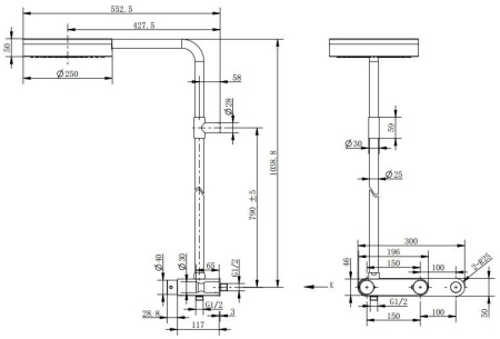 Душевая стойка CEZARES MOON-CD-TA250-01