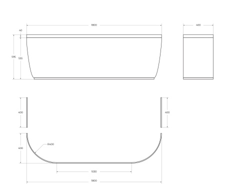 Передняя панель для акриловой ванны CEZARES METAURO-wall-180-SCR-W37 Передняя панель для акриловой ванны CEZARES METAURO-wall-180-SCR-W37