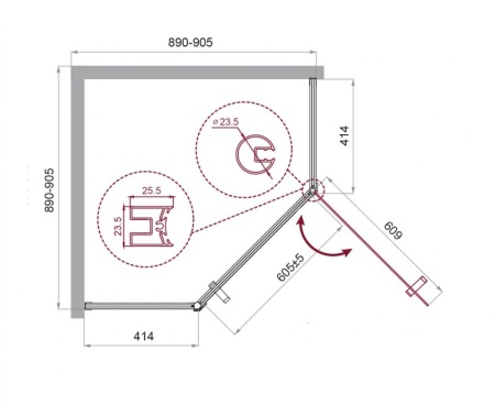 Душевой уголок BelBagno UNO-195-P-1-80-C-Cr