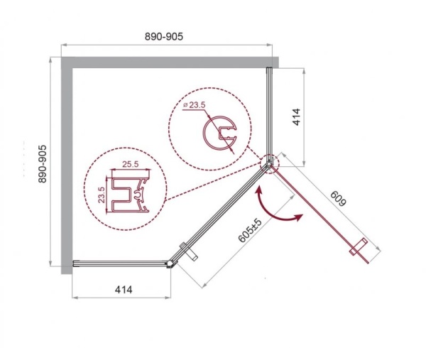 Душевой уголок BelBagno UNO-195-P-1-80-C-Cr