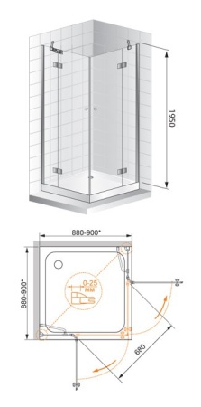 Душевой уголок CEZARES VERONA-W-A-2-120-C-Cr