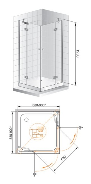 Душевой уголок CEZARES VERONA-W-A-2-100-P-Cr