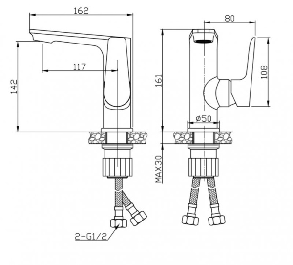 Смеситель для раковины BelBagno ANCONA  ANCONA-LVM-CRM