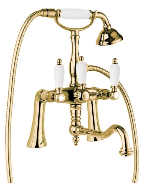 Смеситель на борт ванны с повортным изливом и ручным душем Cezares FIRST-PBV2-03/24-M