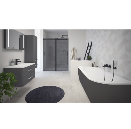 Акриловая ванна CEZARES SLIM CORNER-180-80-60-L-NERO-SET