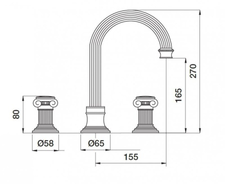 Смеситель для раковины на три отверстия, высокий, с донным клапаном Cezares APHRODITE-BLS2-A-01-Sw