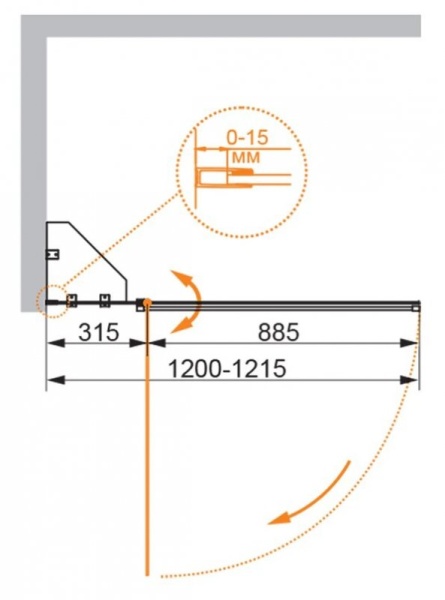 Шторка на ванну CEZARES ECO-O-V-12-120/140-C-Cr