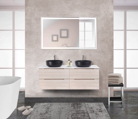 Столешница из МДФ с двумя отверстиями под раковину и с двумя отверстиями под смеситель, 1404x462x19 