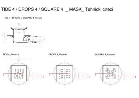 Точечный трап 150х150 мм Confluo Standard Tide 4 Mask, металл с перфорацией Tide (Волна), с рамкой C