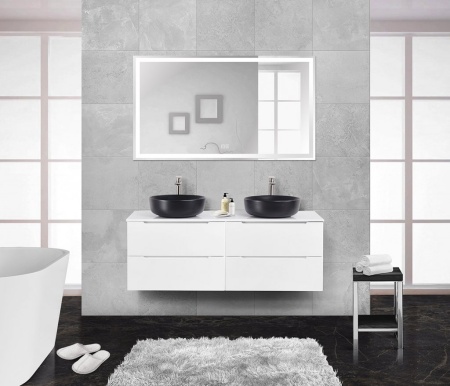 Столешница из МДФ с двумя отверстиями под раковину и с двумя отверстиями под смеситель, 1404x462x19 