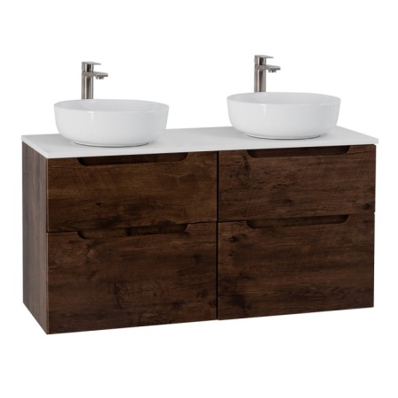 Столешница из МДФ с двумя отверстиями под раковину и с двумя отверстиями под смеситель, 1204x462x19 