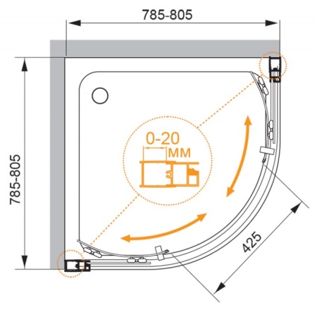 Душевой уголок CEZARES MOMENTO-R-2-100-C-Cr