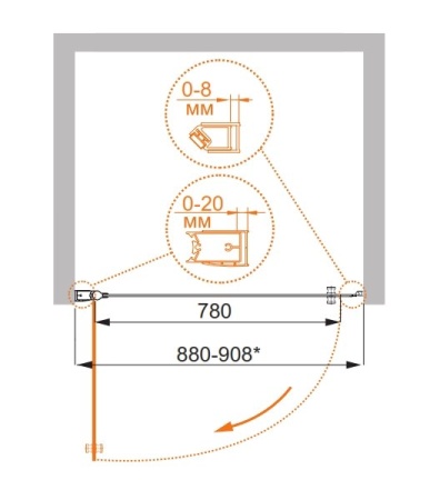 Душевая дверь CEZARES ELENA-W-B-1-90-P-Cr-L